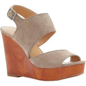 Lucky Brand Lattela Suede Wood Wedge Sandals